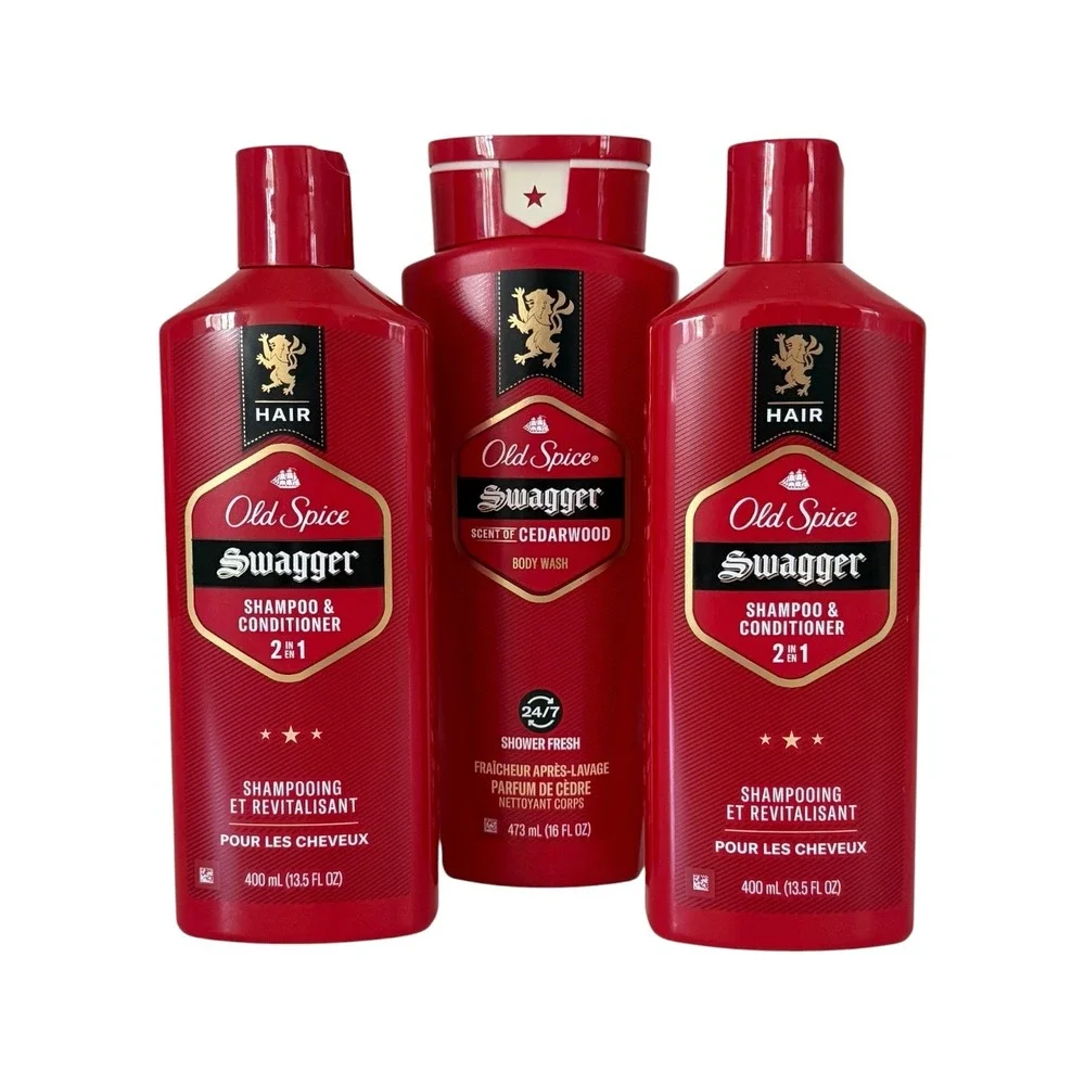Old Spice Swagger Cedarwood Body Wash and 2-in-1 Shampoo Conditioner 3pc Set Men